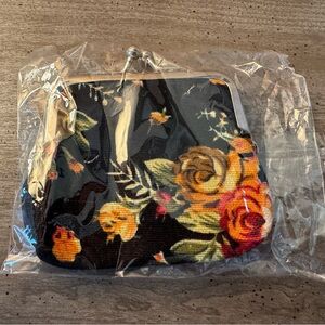 Floral Kiss-Lock Black Coin Purse
